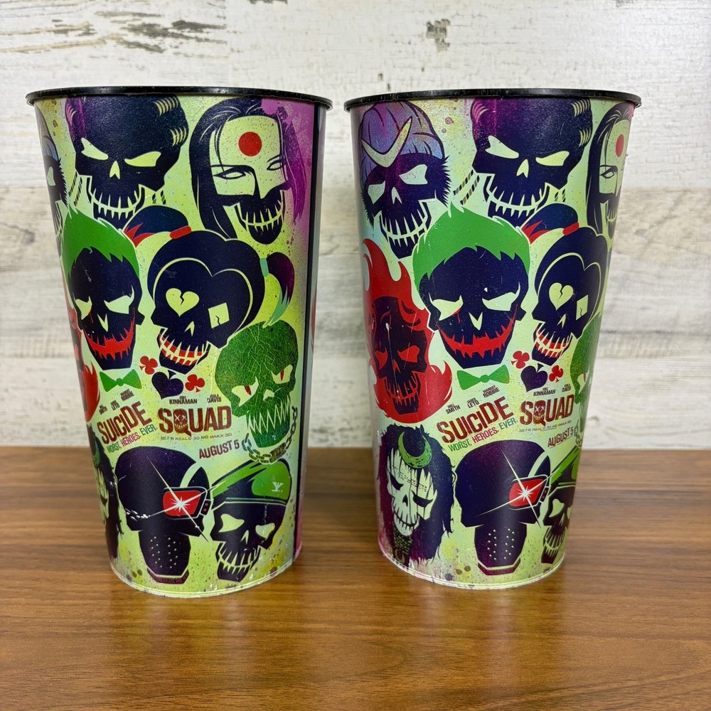 Suicide Squad Movie Promo‎ Plastic Cup Made In USA 20oz Lot of 2 Licensed